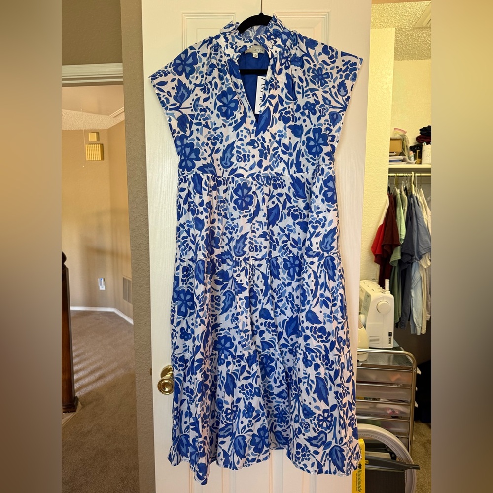 Pinch Blue and White Floral Midi Dress